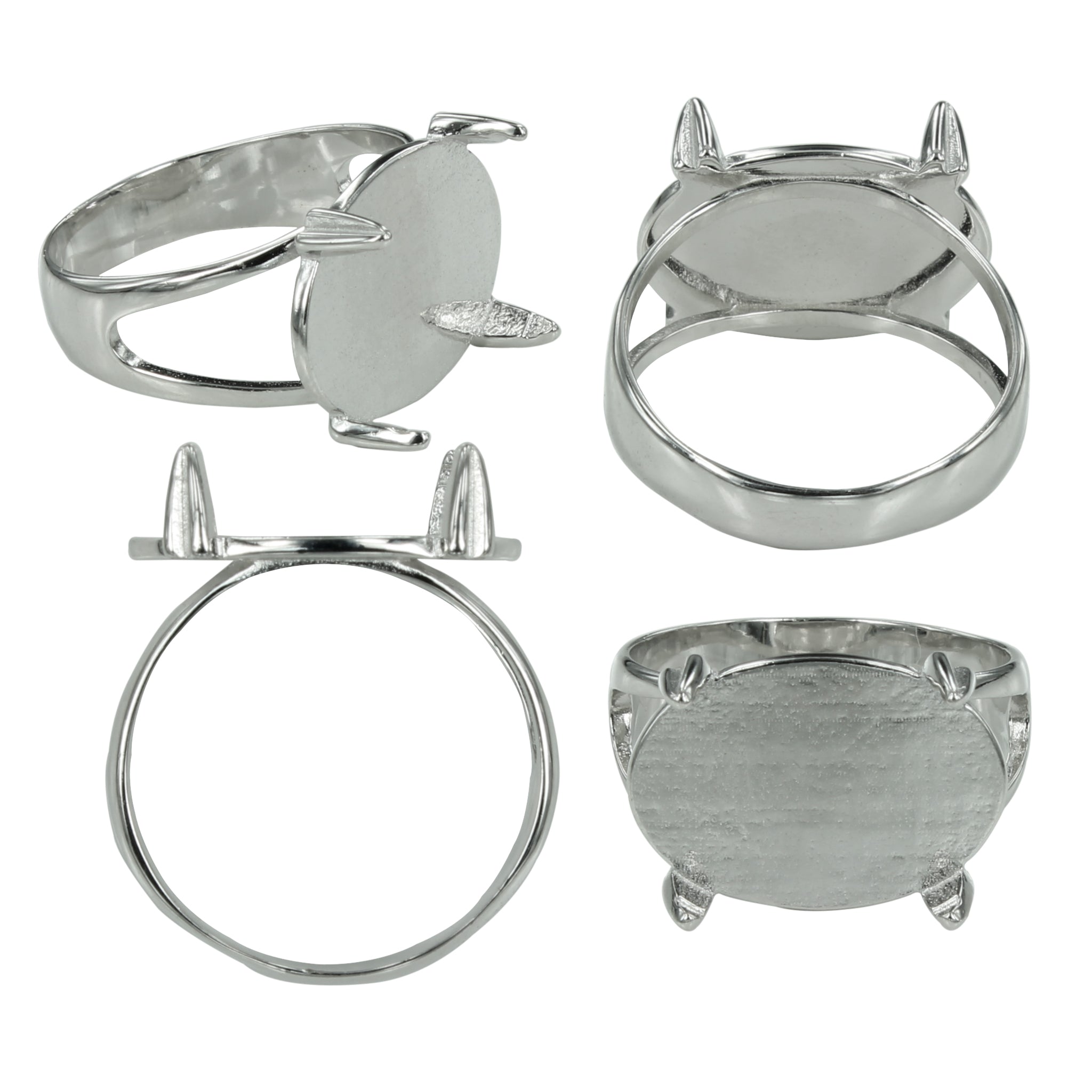 Split Shank Platform Ring in Sterling Silver for 13x18mm Oval Cabochons