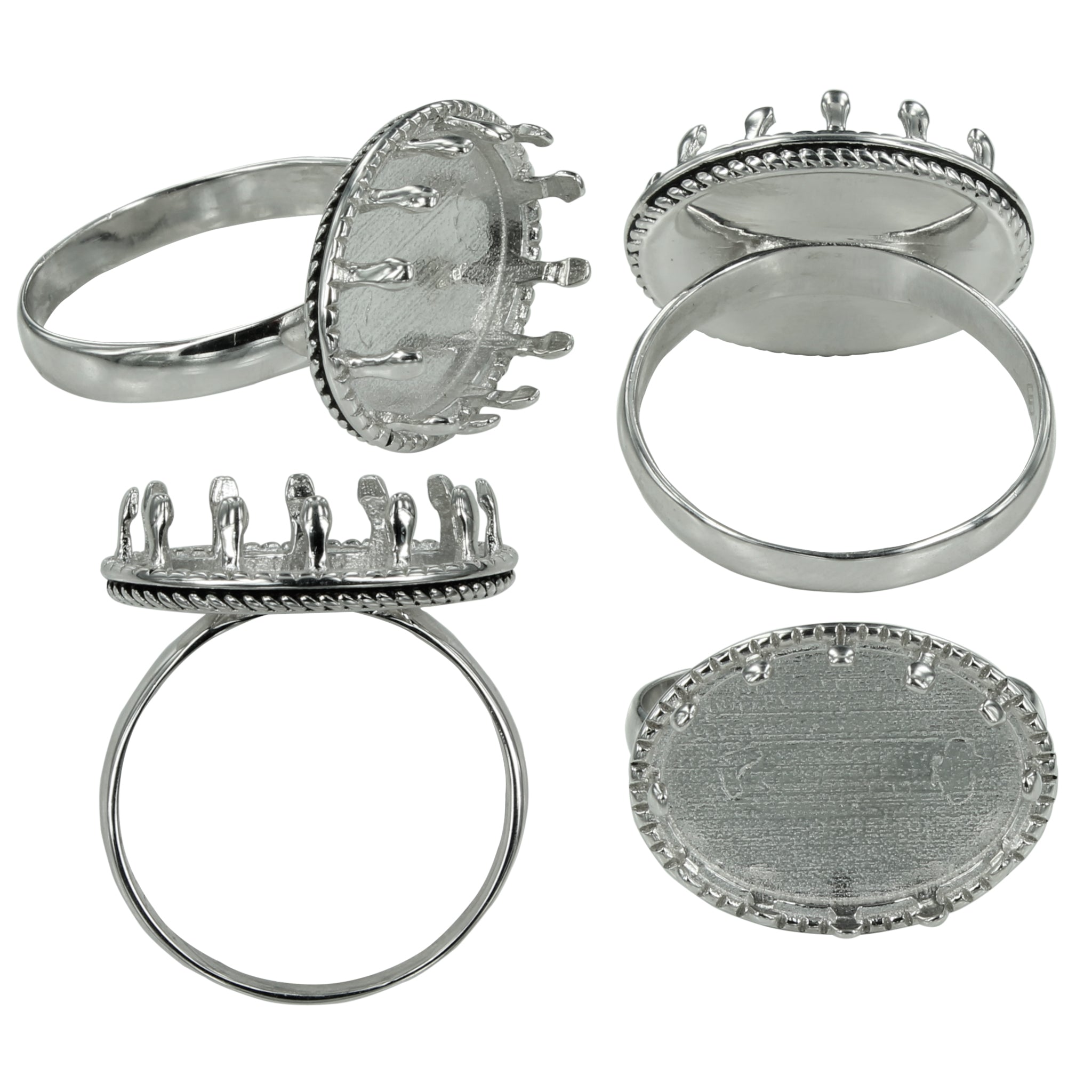 Droplet Prong Platform Ring in Sterling Silver for 13x18mm Cabochons