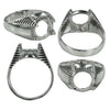 Deco Prongs Ring in Sterlng Silver for 10mm Round Stones