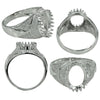Pave Shoulders Ring in Sterling Silver for 10x14mm Oval Stones