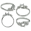 Crossover CZ Flower Ring in Sterling Silver for 6mm Round Stones