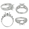 CZ Bands Shoulder Ring in Sterling Silver for 8mm Round Stones