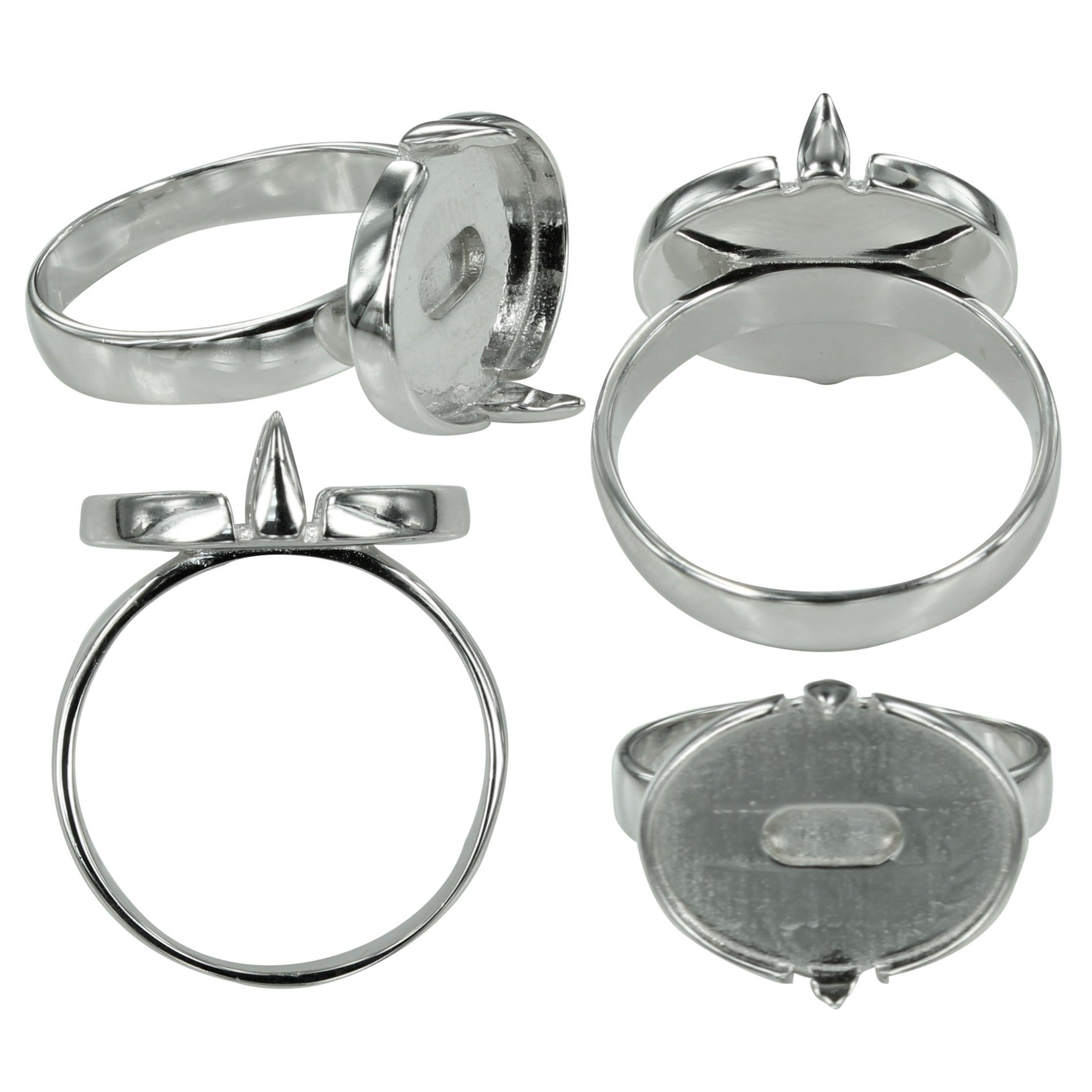 Low Bezel Platform Ring in sterling silver for 12x16mm cabochons