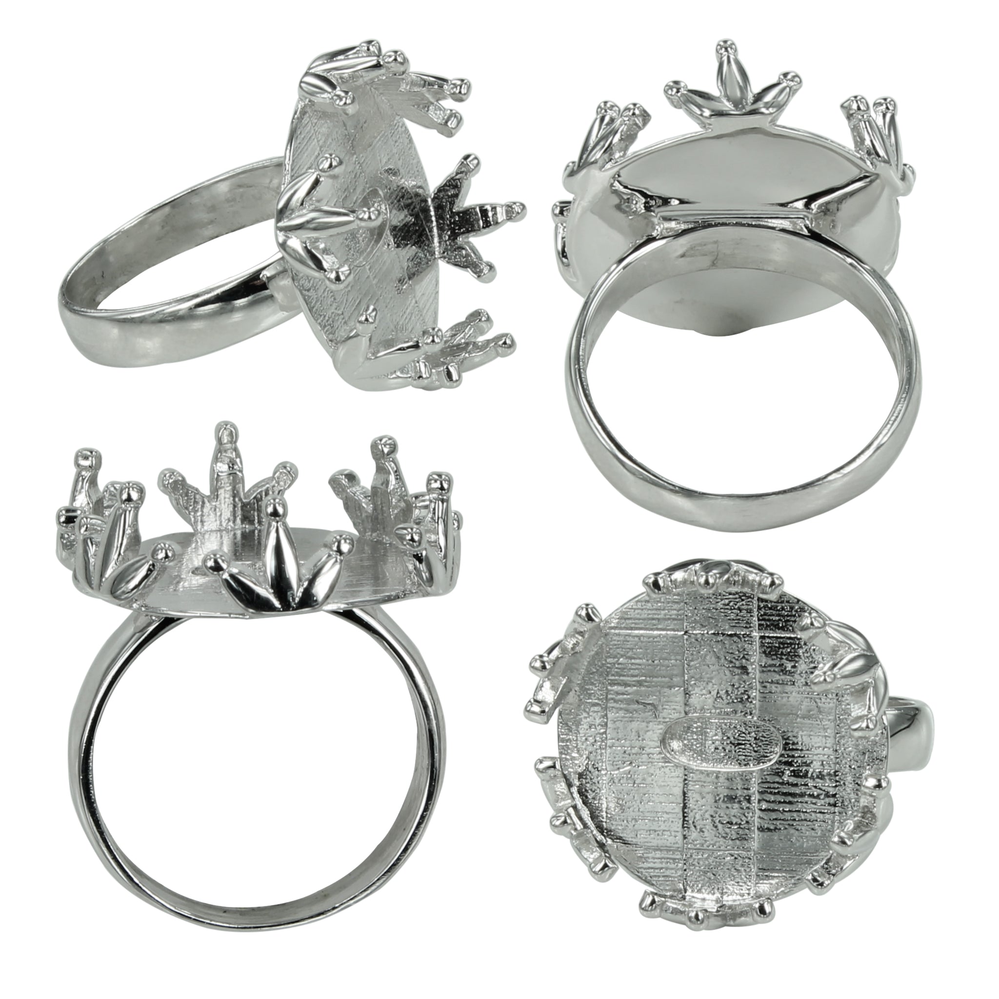 Jester Hat Bezel Platform Ring in sterling silver for 16mm Round cabochons