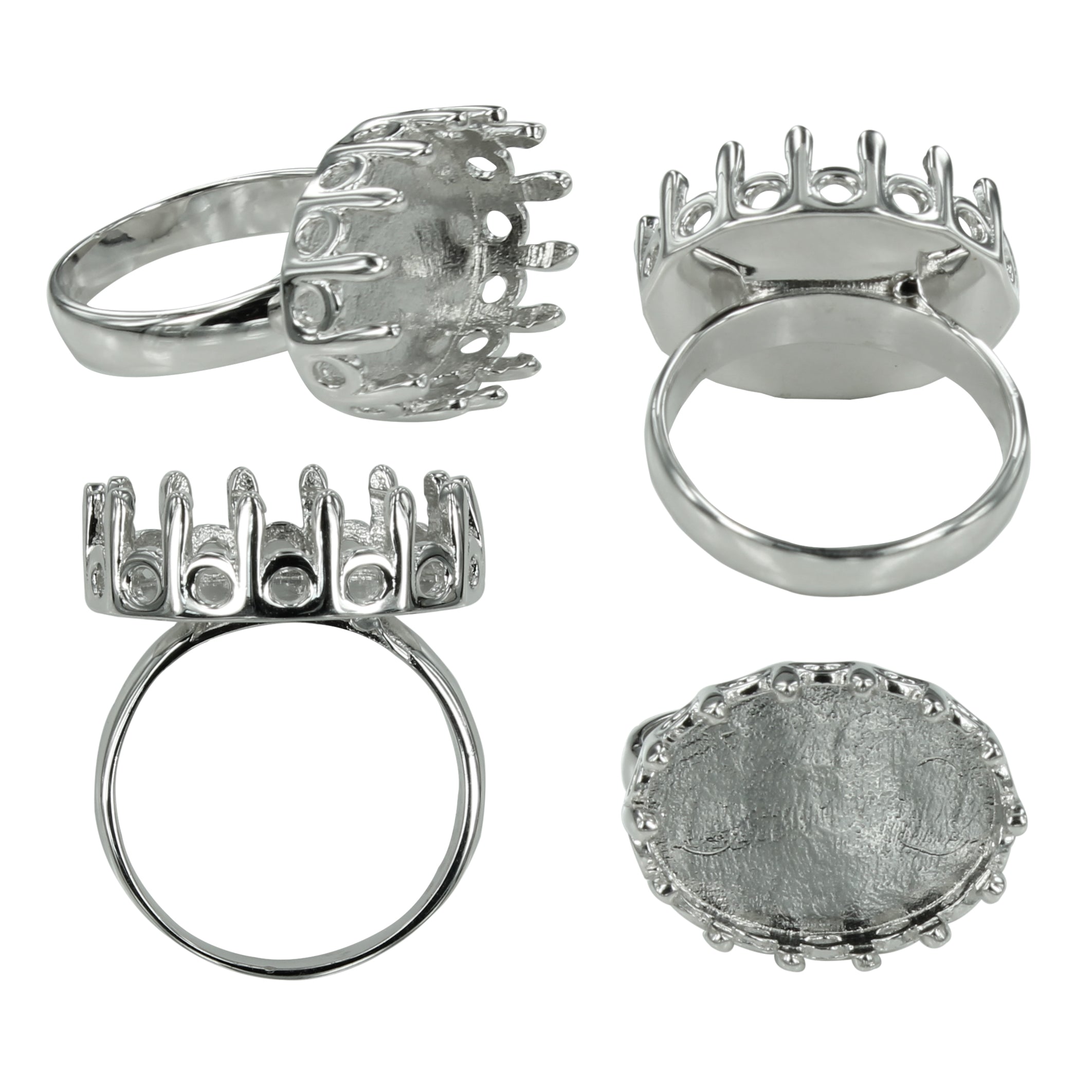 lol Bezel Platform Ring in Sterling Silver for 12x16mm Cabochons