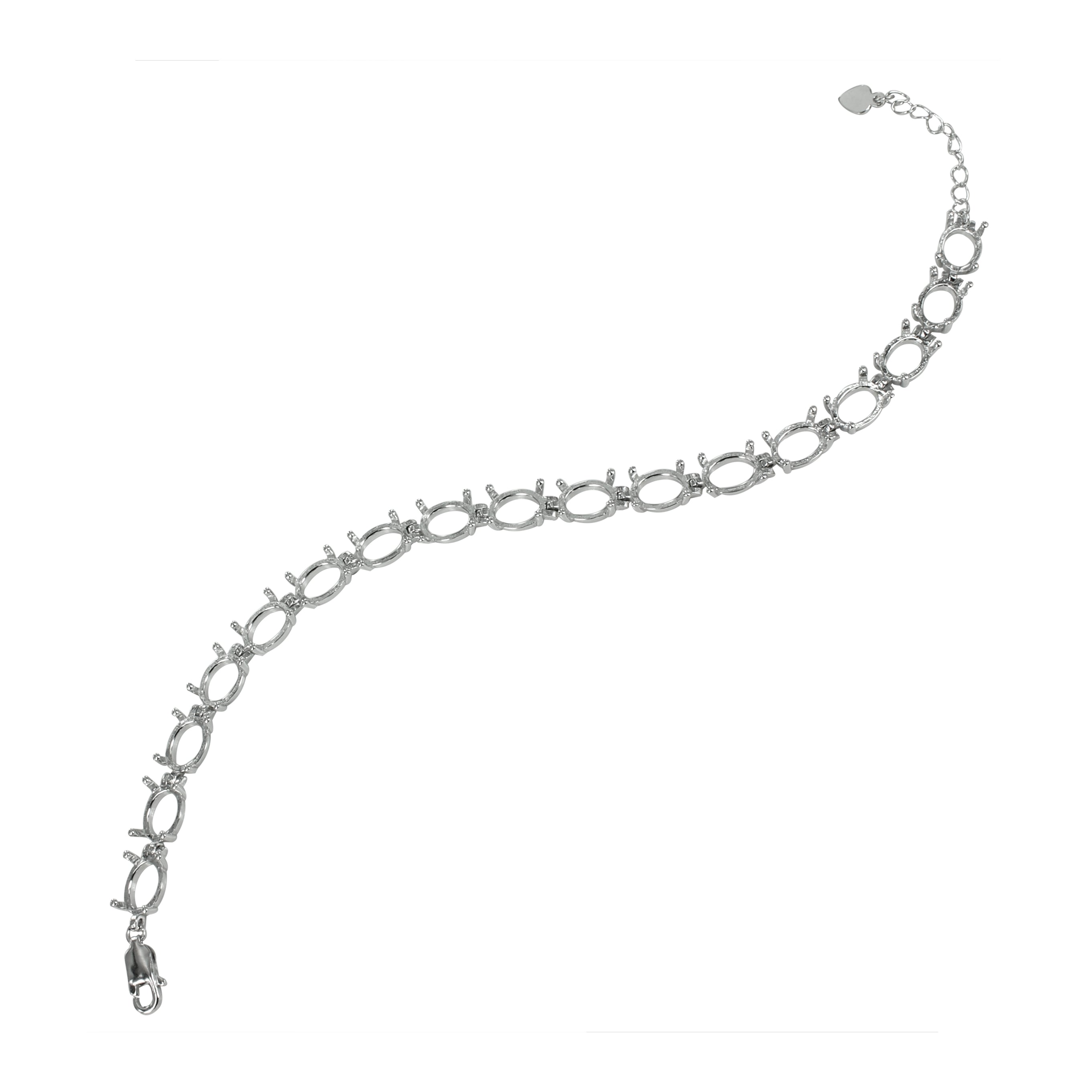 Bracelet in Sterling Silver with 17 Settings for 6x8mm Oval Stones