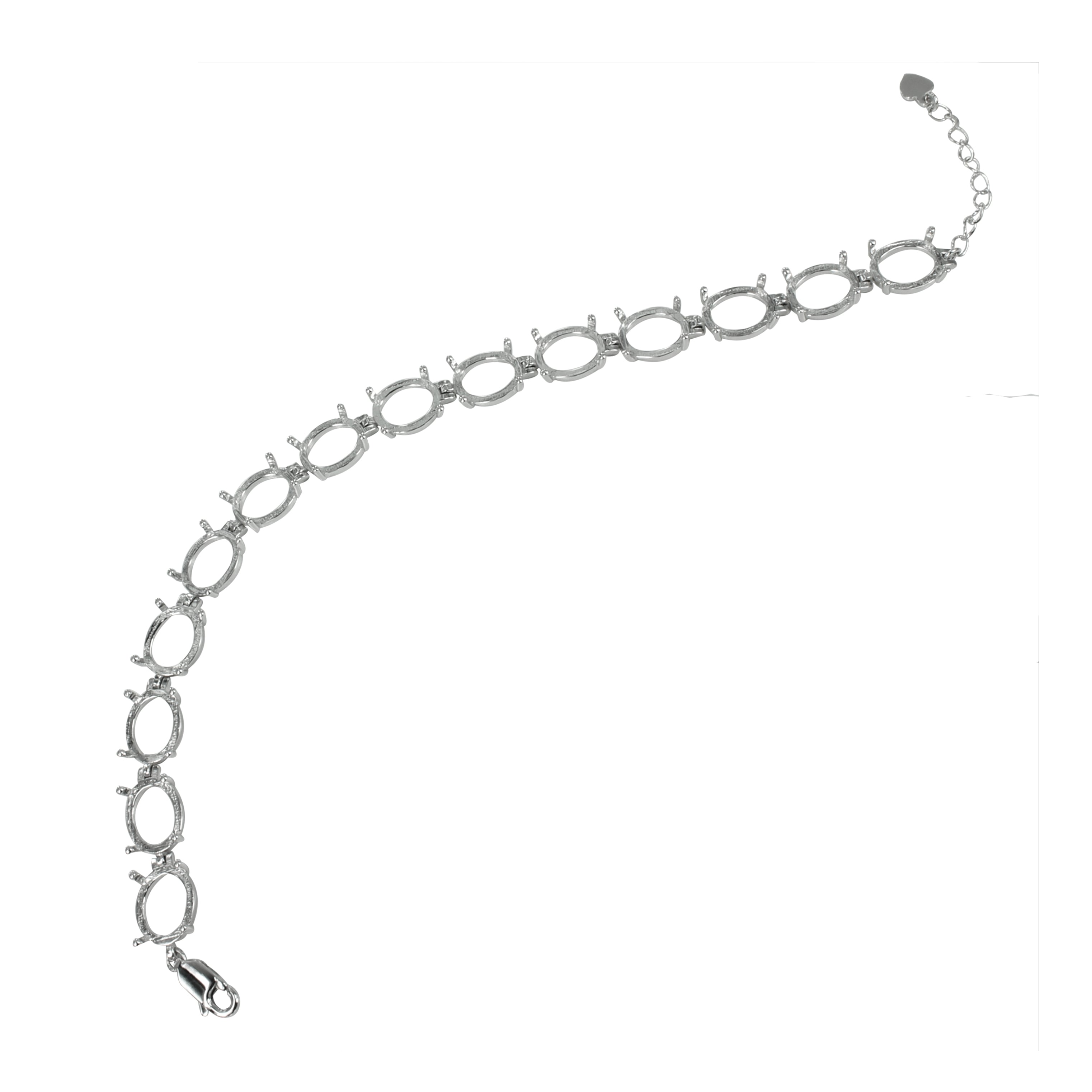 Bracelet in Sterling Silver with 14 Settings for 8x10mm Oval Cabochons