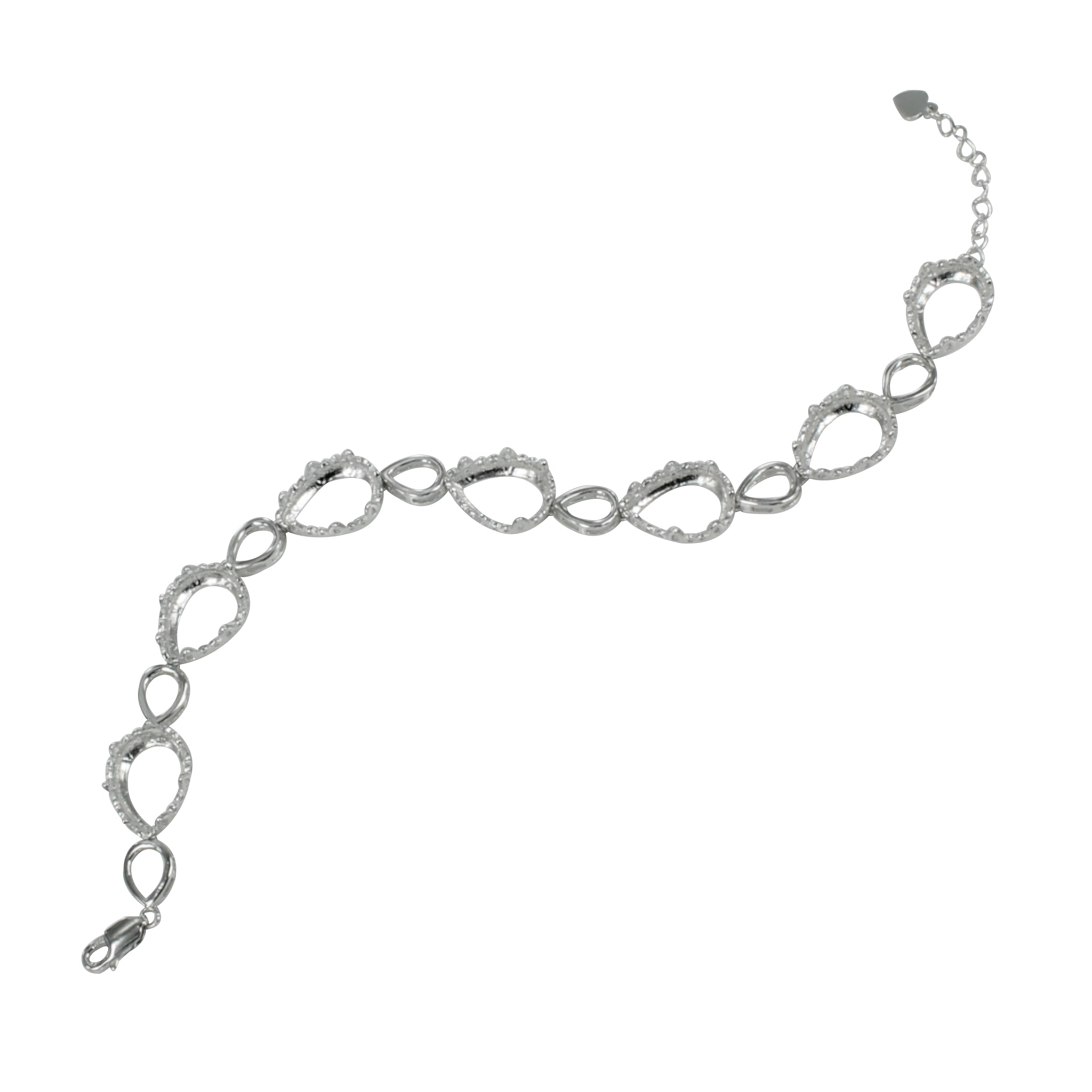 Bracelet in Sterling Silver with 7 Settings for 10x14mm Pear Stones