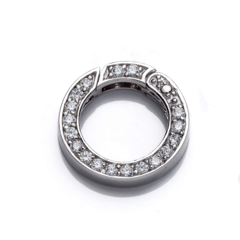 Spring Clasp with Cubic Zirconia Inlays in Sterling Silver