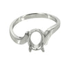 Cross-Over Ring with Oval Prongs Mounting in Sterling Silver - Various Sizes