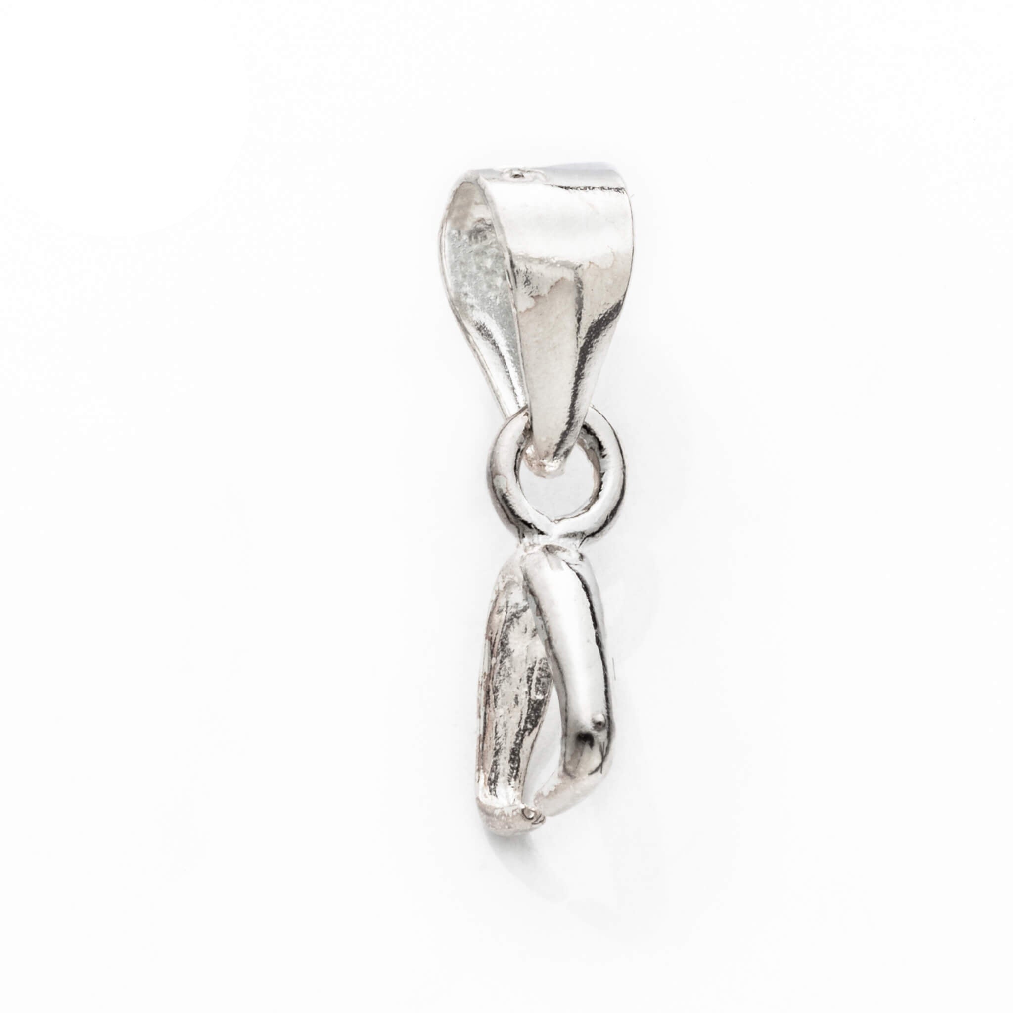 Tapered Pinch Bail with Loop in Sterling Silver 13.6x5.8mm