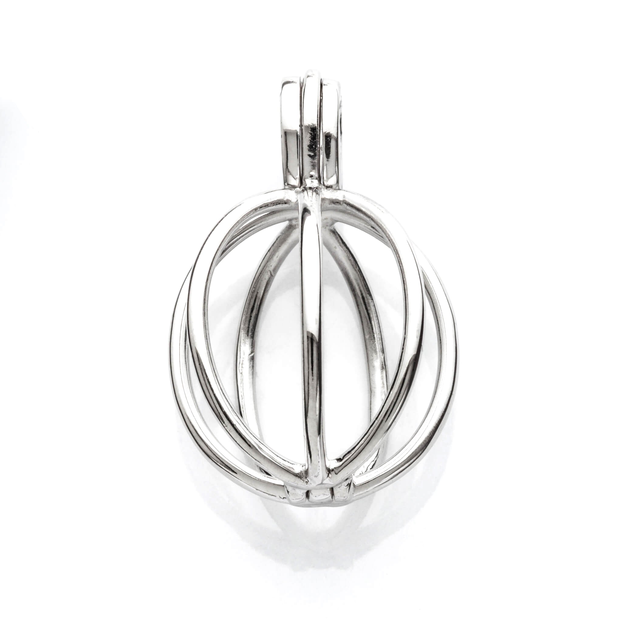 Pendant with Round Cage Mounting in Sterling Silver