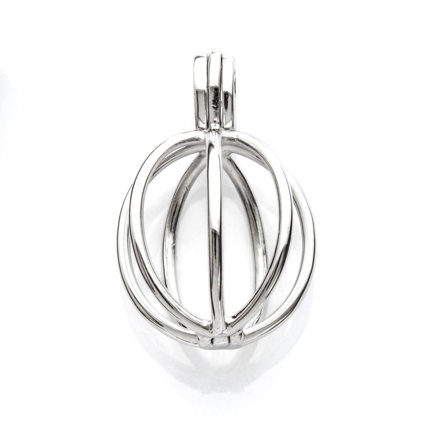 Pendant with Round Cage Mounting in Sterling Silver