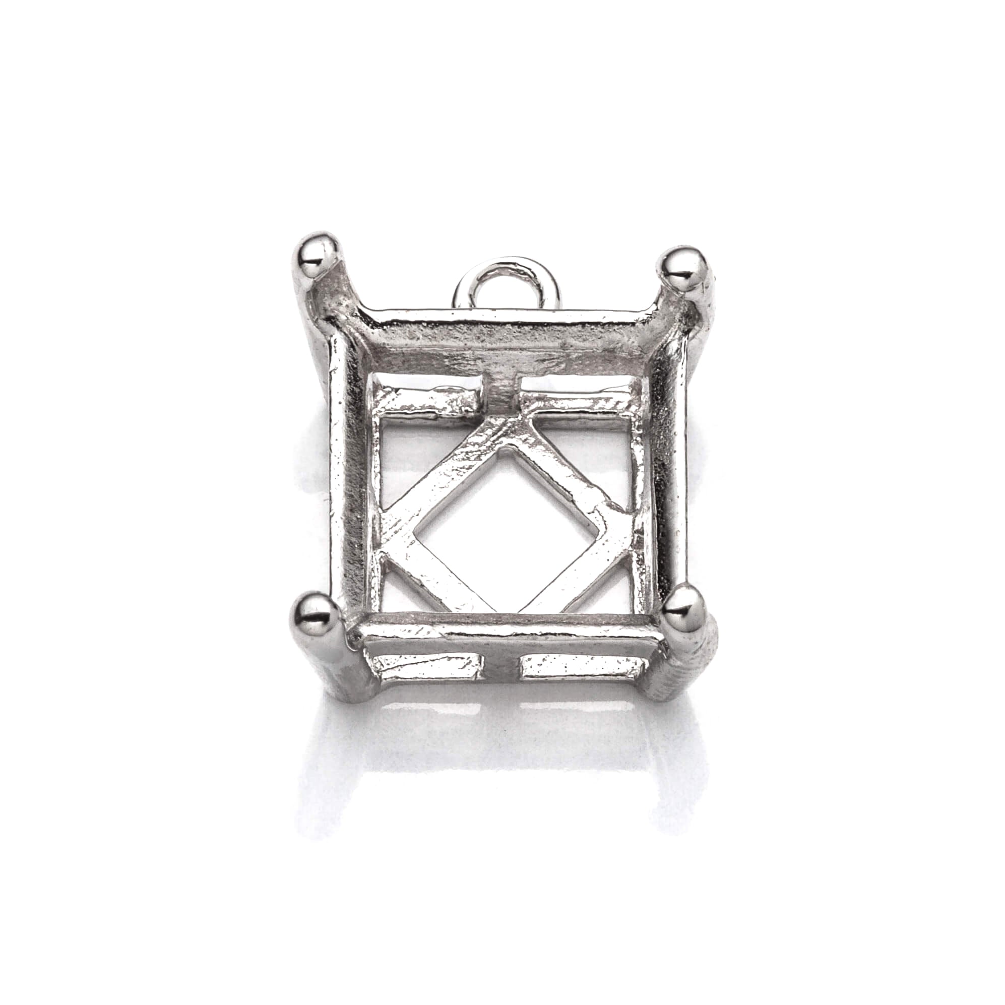 Basket Pendant with Square Prong Mounting in Sterling Silver