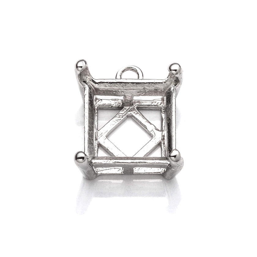 Basket Pendant with Square Prong Mounting in Sterling Silver
