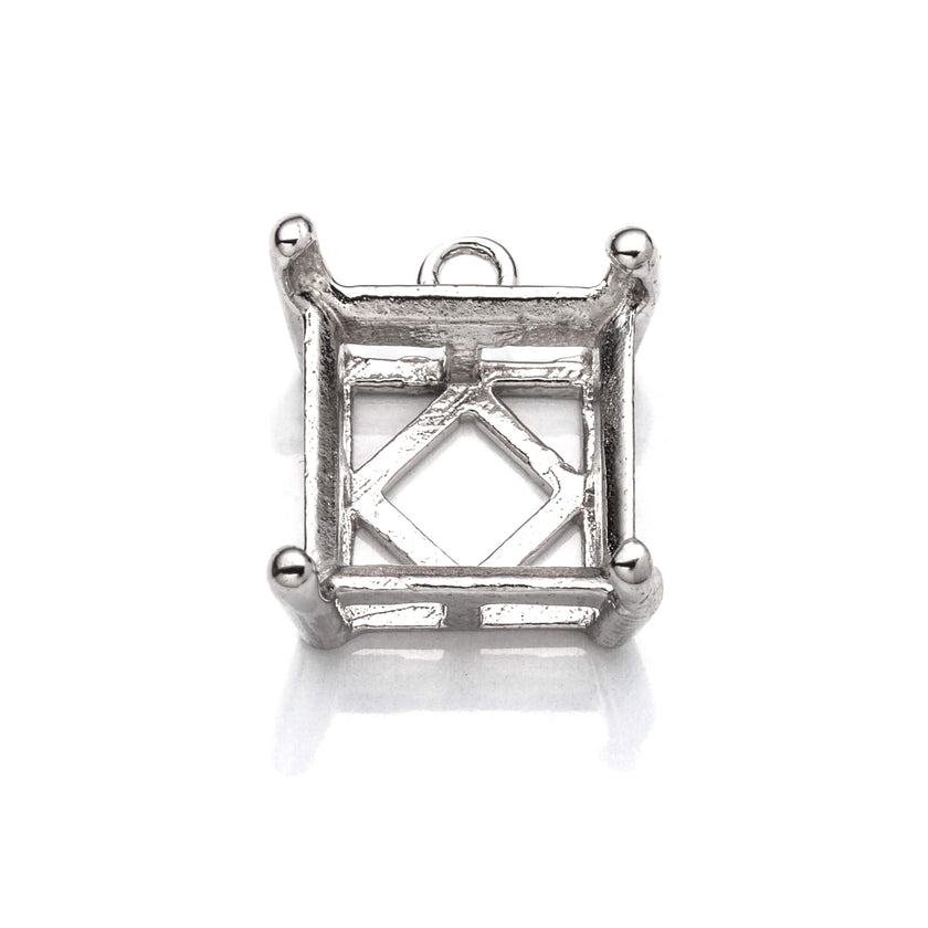 Basket Pendant with Square Prong Mounting in Sterling Silver