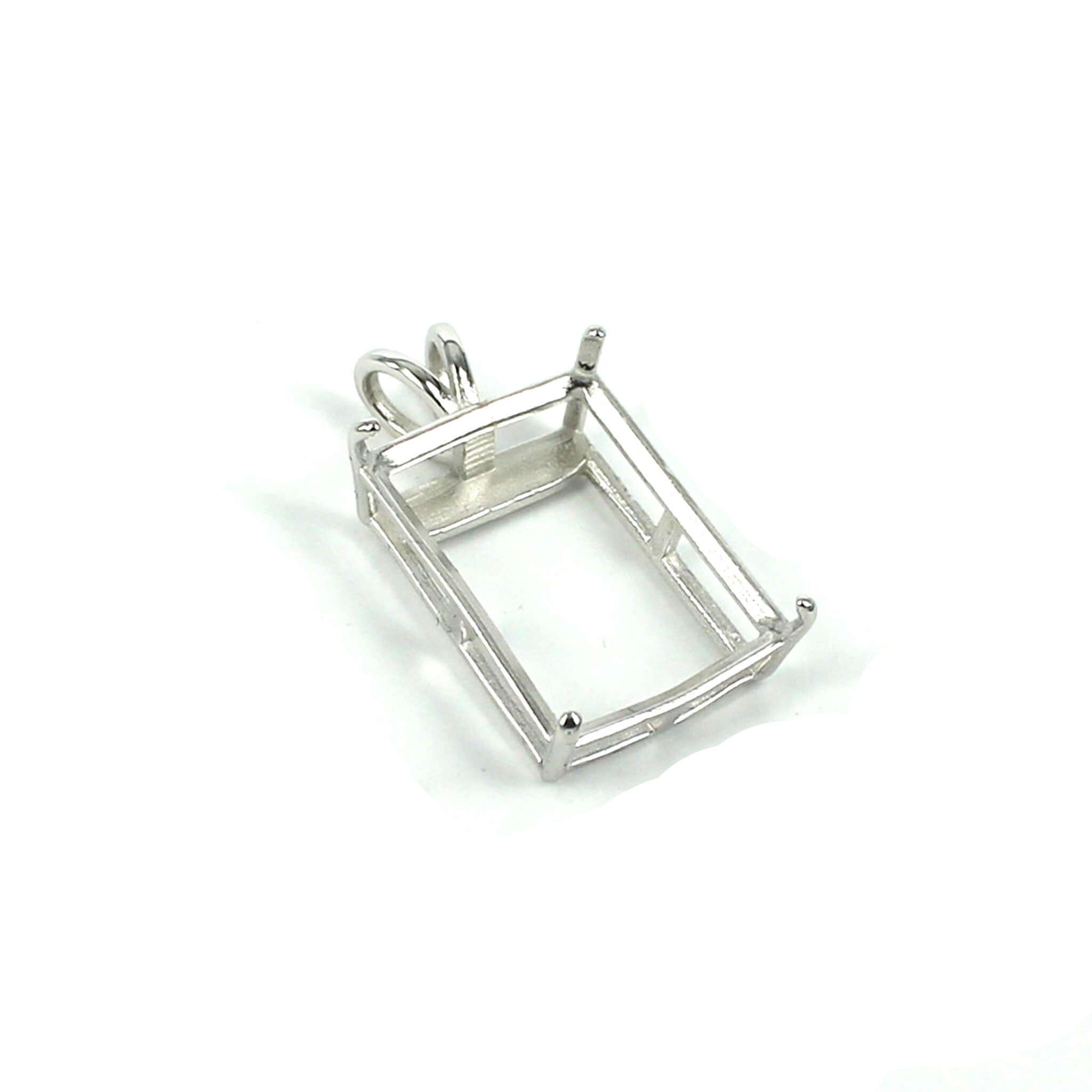 Basket Pendant with Deep Rectangular Mounting in Sterling Silver