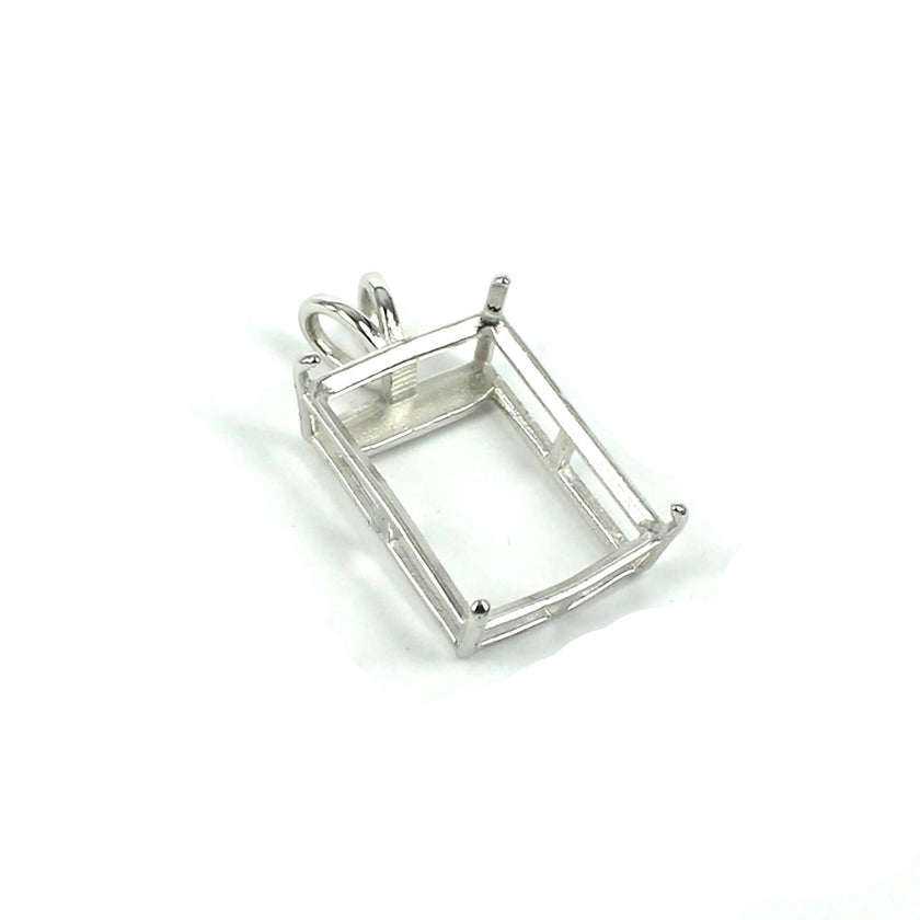 Basket Pendant with Deep Rectangular Mounting in Sterling Silver