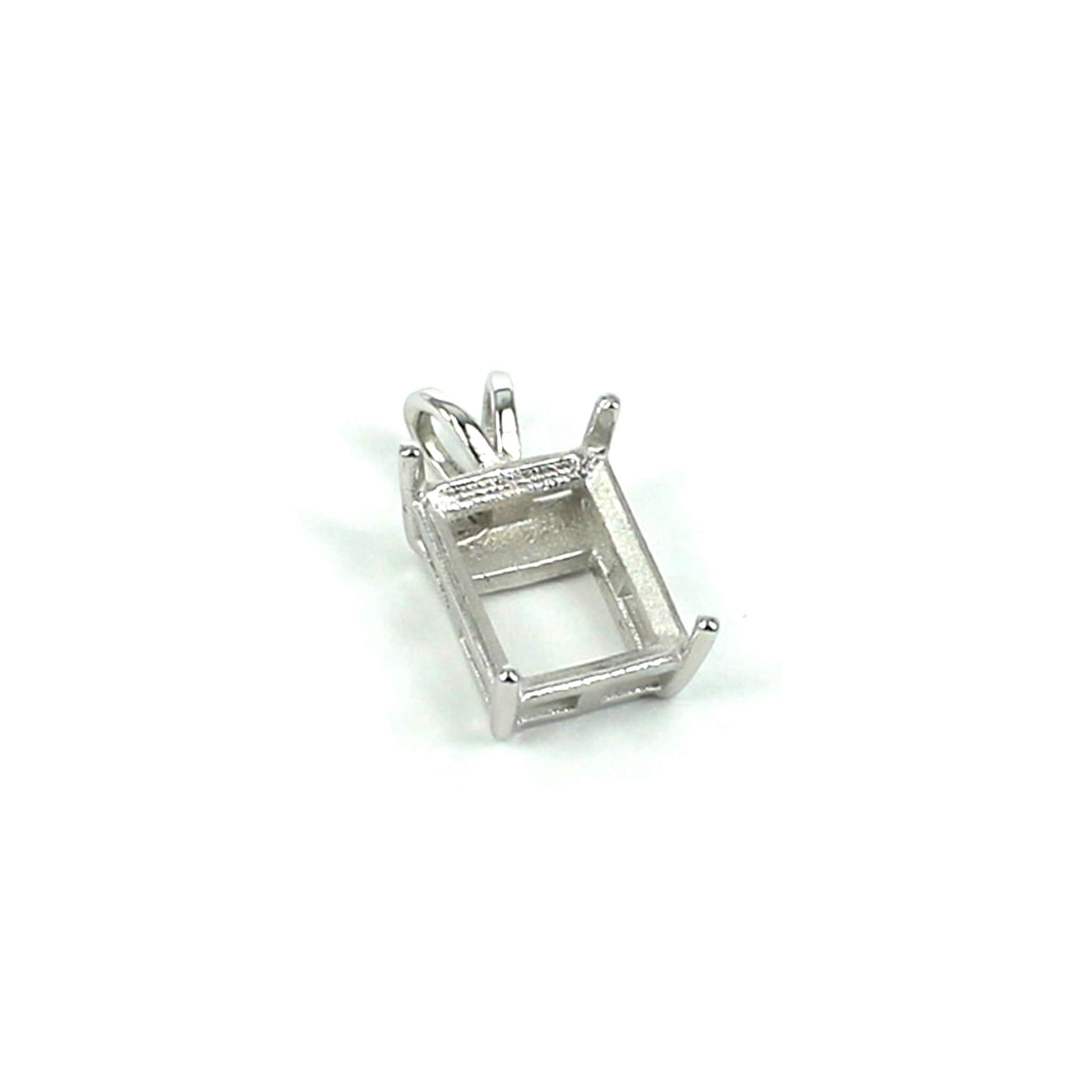 Basket Pendant with Deep Rectangular Mounting in Sterling Silver