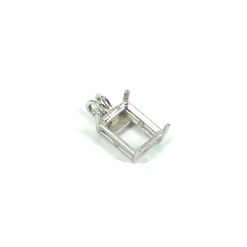 Basket Pendant with Deep Rectangular Mounting in Sterling Silver