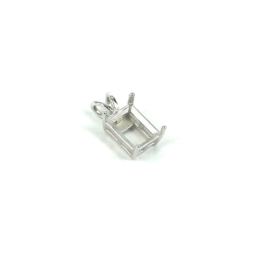 Basket Pendant with Deep Rectangular Mounting in Sterling Silver