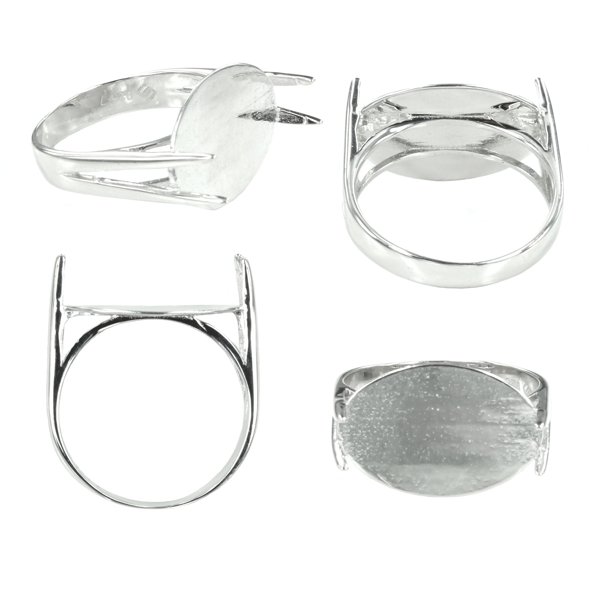 Split Shank Platform Ring in sterling silver for 11x16mm and 13x18mm cabochons