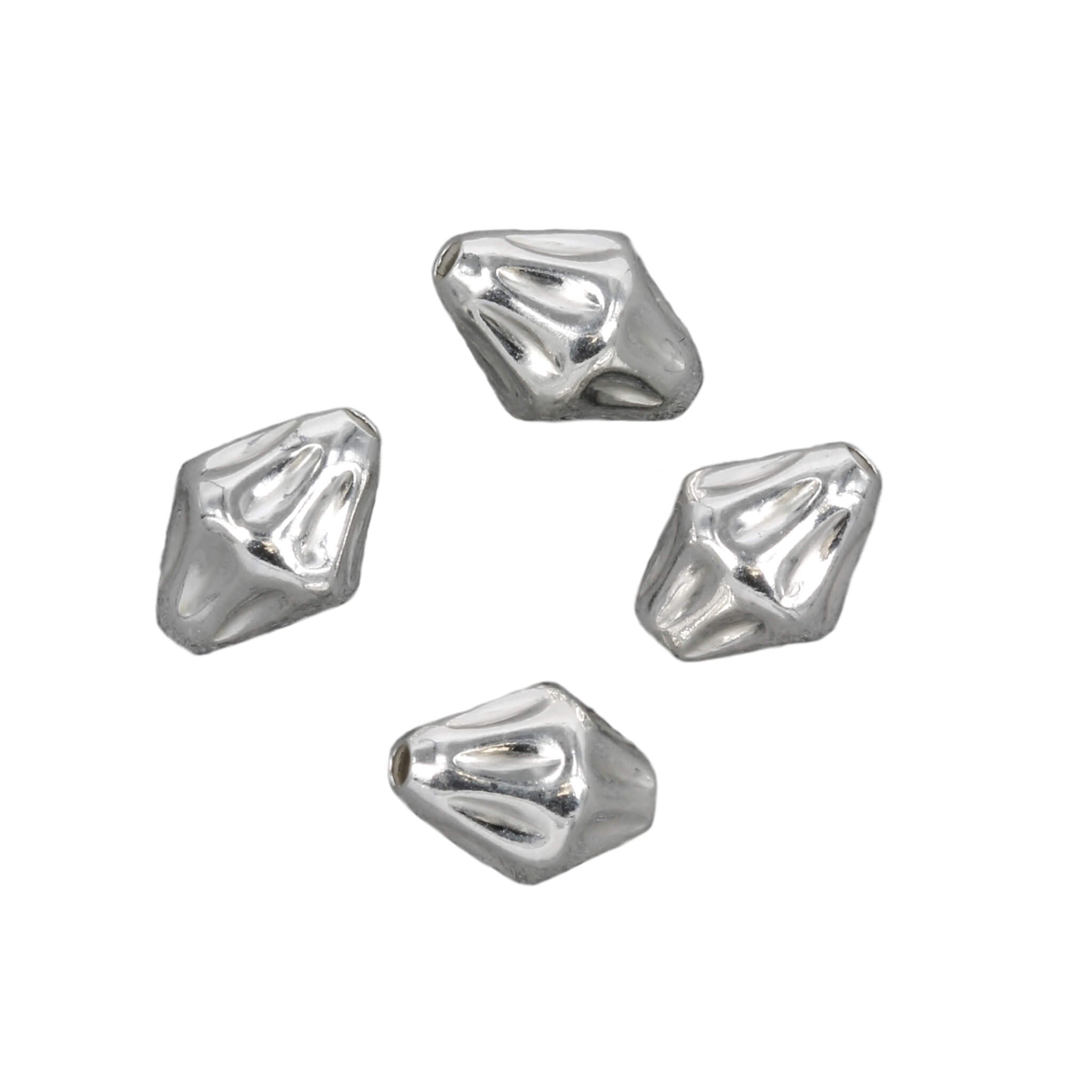 Dimpled Bicone Bead in Sterling Silver