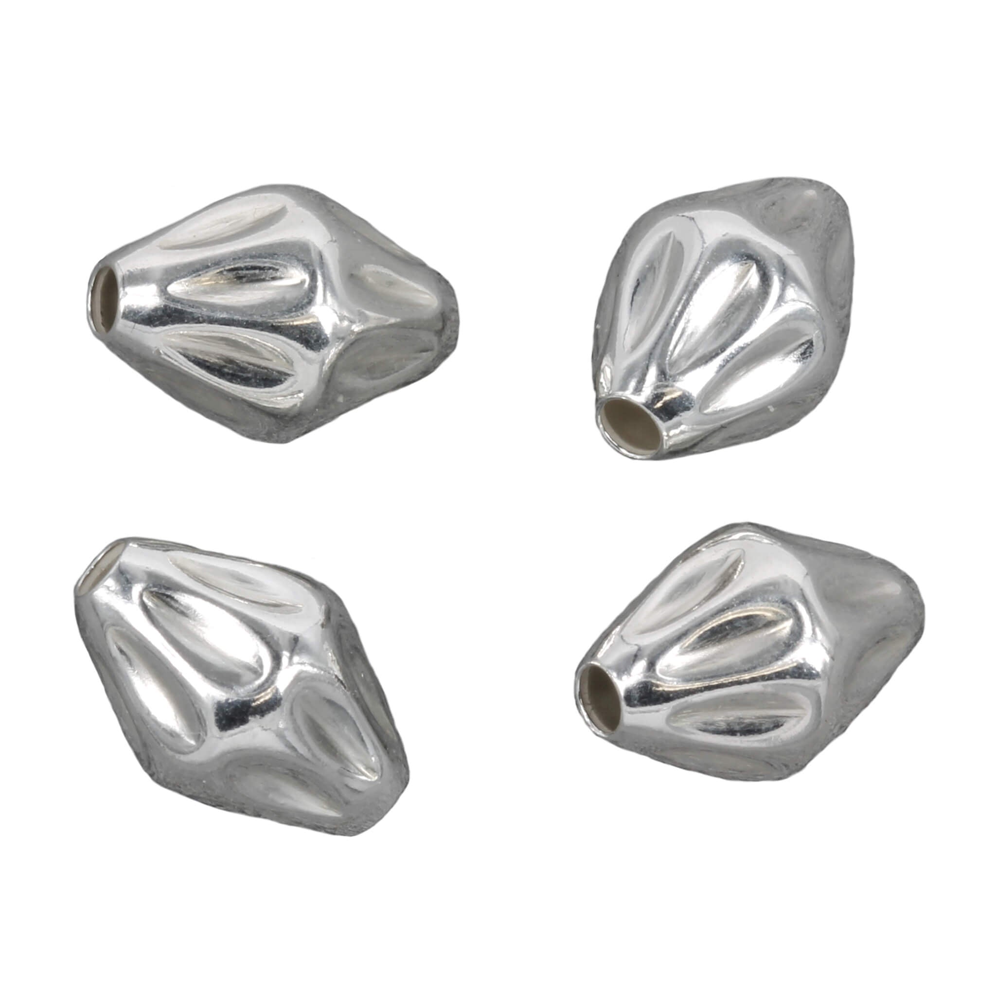 Dimpled Bicone Bead in Sterling Silver