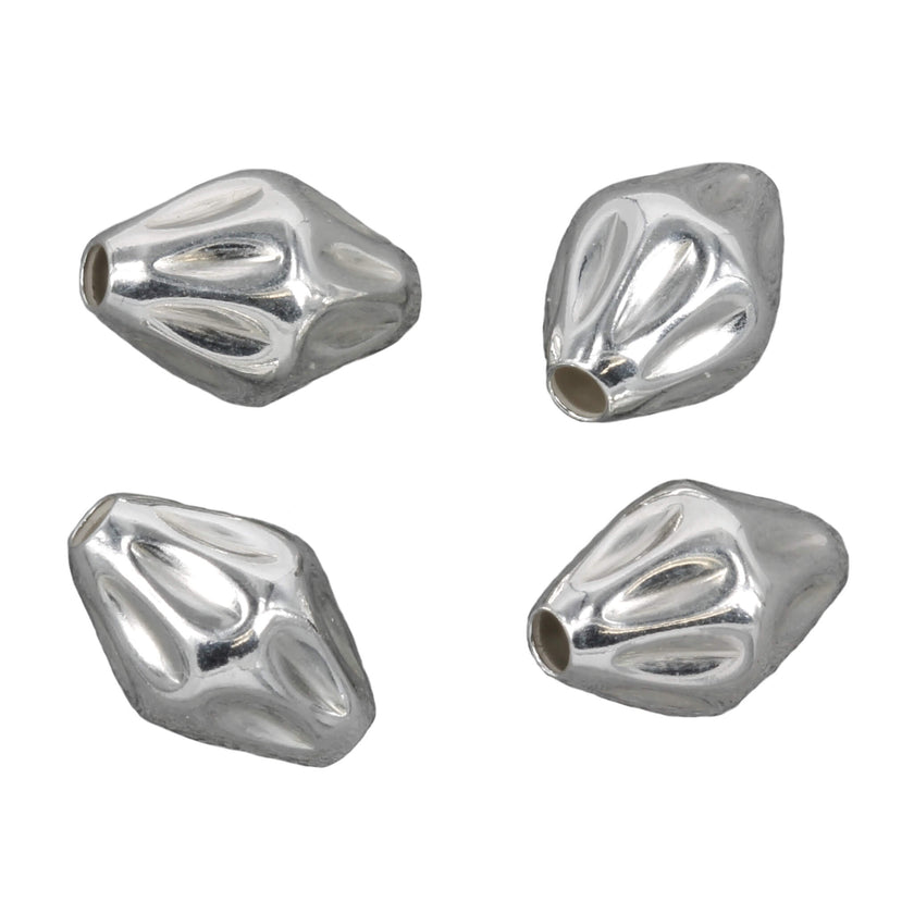 Dimpled Bicone Bead in Sterling Silver