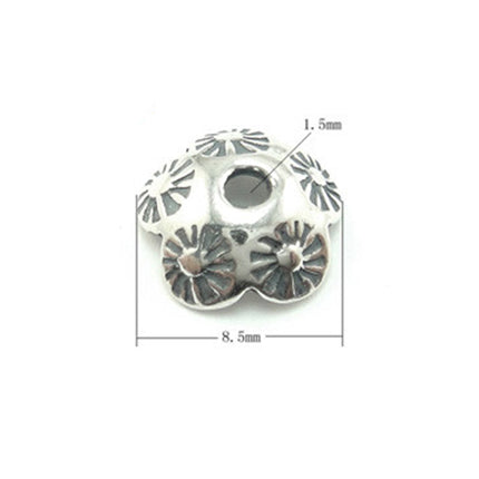 Flower Bead Cap in Antique Sterling Silver 8mm