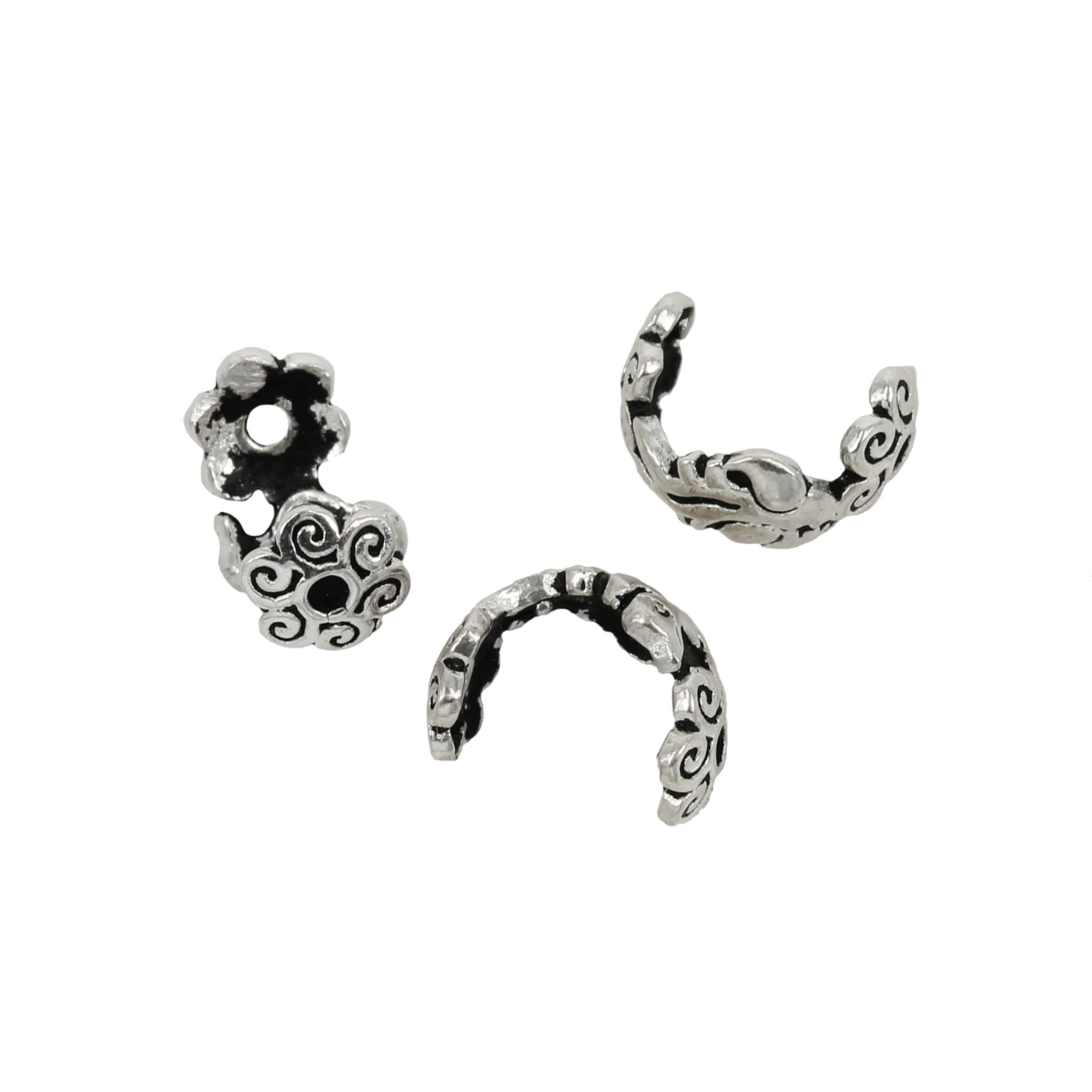 Wraparound Bead Cap in Sterling Silver 9mm