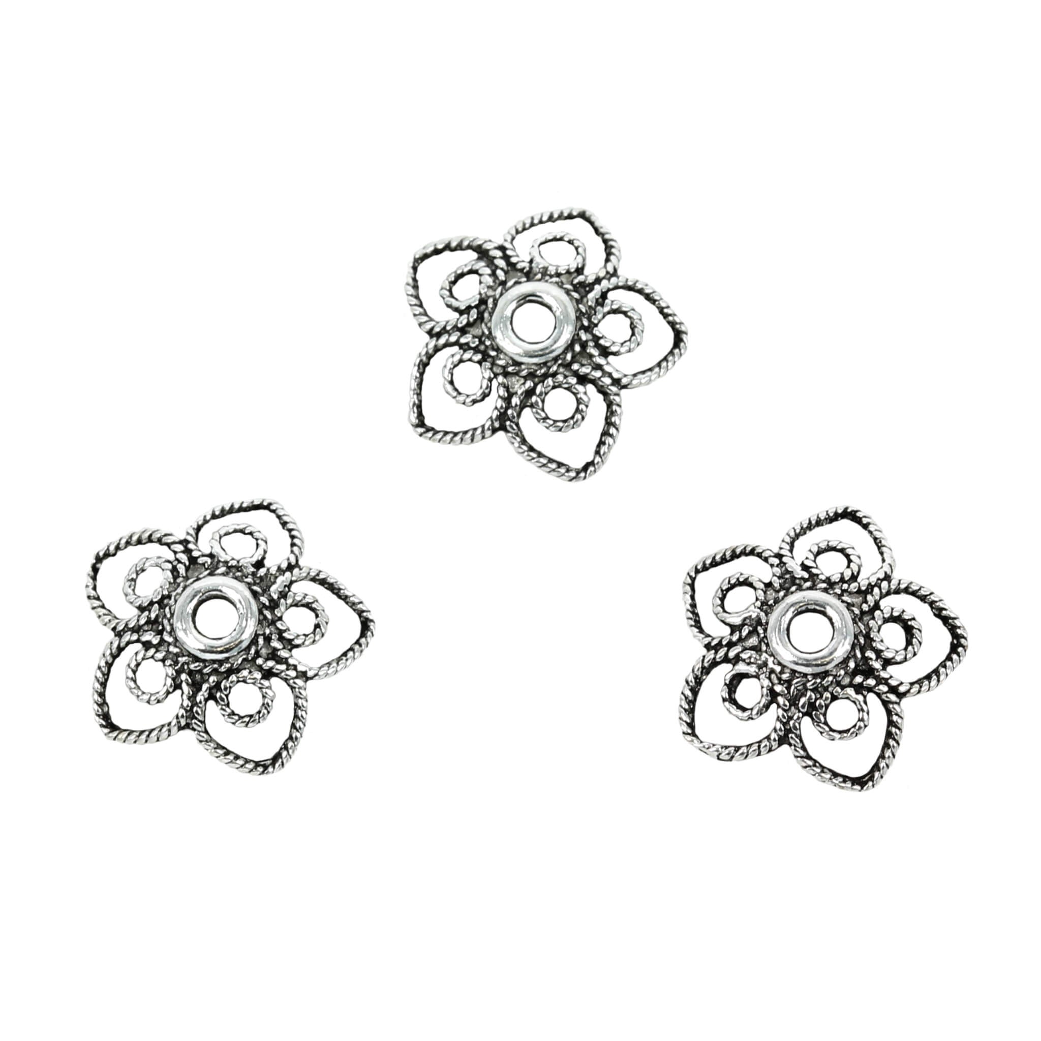 Flower Twisty-Wire Petals Bead Cap in Sterling Silver 11mm