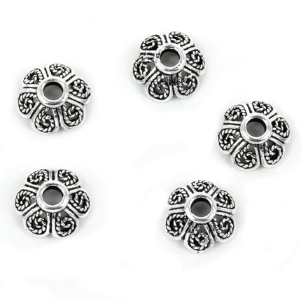 Open Curlicue Flower Petals Bead Cap in Sterling Silver 8mm