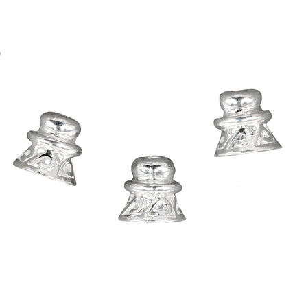 Pattern-Skirted Pawn End Cap in Sterling Silver 7x7mm