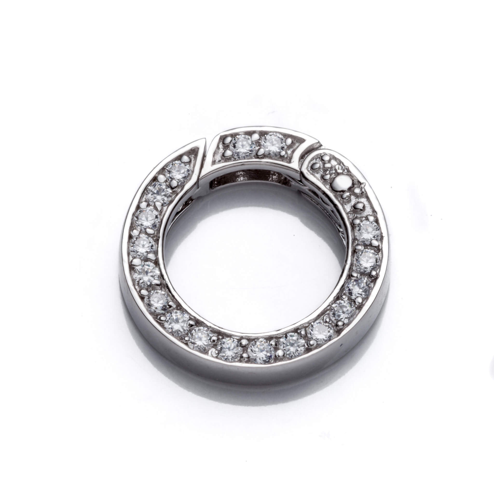 Spring Clasp with Cubic Zirconia Inlays in Sterling Silver