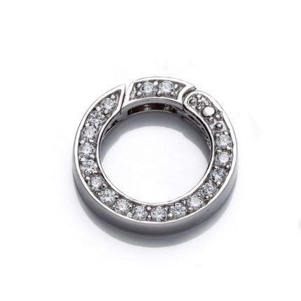 Spring Clasp with Cubic Zirconia Inlays in Sterling Silver