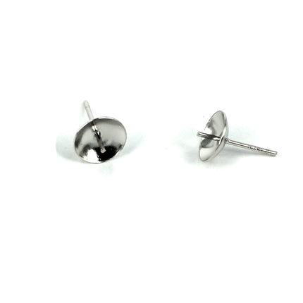 Ear Studs with Cup and Peg Mounting in Sterling Silver 8mm 20 Gauge