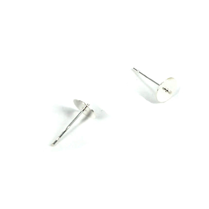 Ear Studs with Round Cup and Peg Mounting in Sterling Silver 6mm