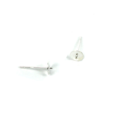Ear Studs with Round Cup and Peg Mounting in Sterling Silver 5mm