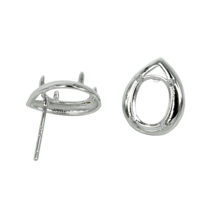 Oval Four-Prong Ear Studs in Sterling Silver 8x10mm