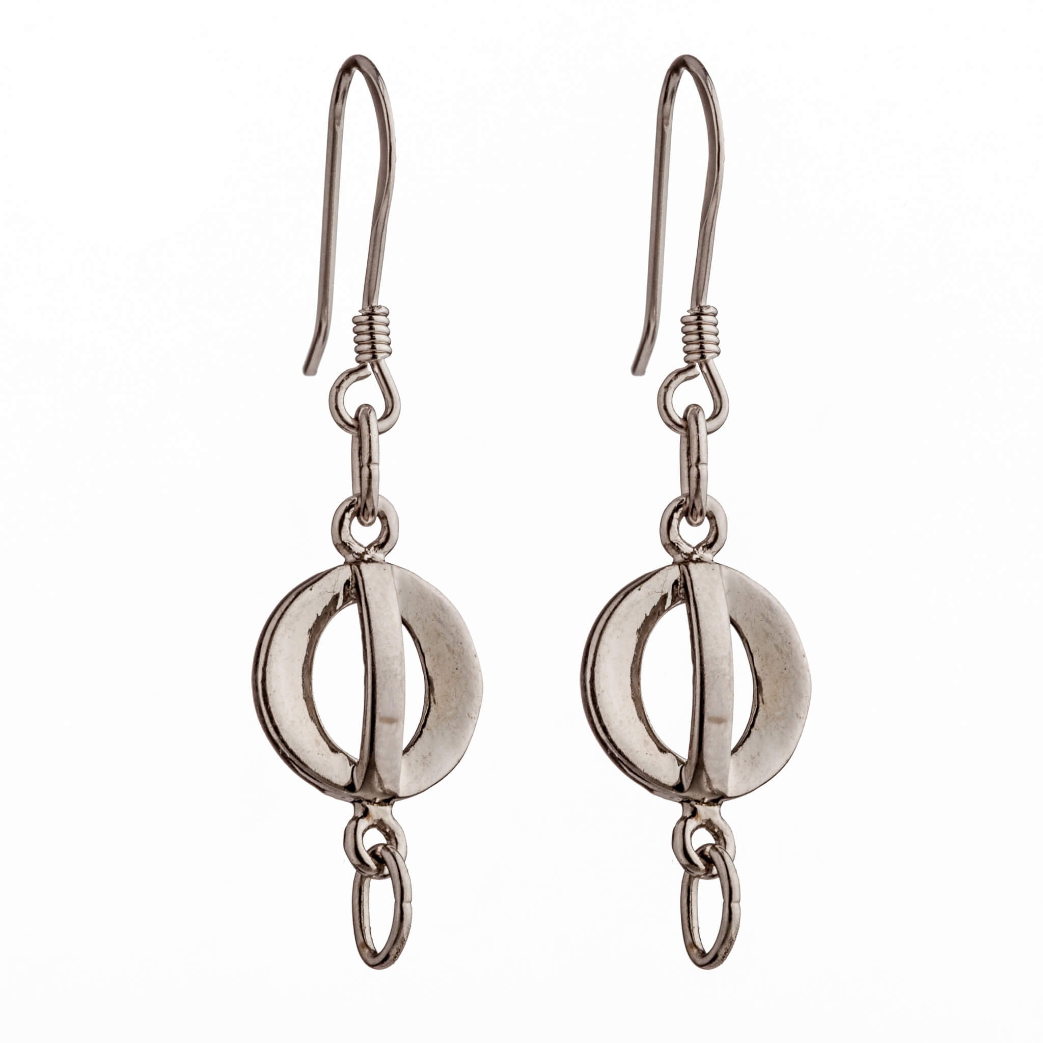 Ear Wires with Crossed-Rings Earring Components in Silver 35x8.9x2.6mm