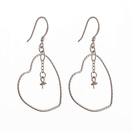 Ear Wires with Earring Components, Chain, and Cup and Peg Mounting in Sterling Silver 2mm