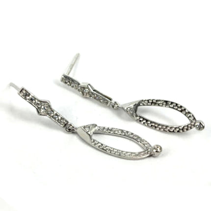 Ear Studs with Cubic Zirconia Inlays and Oval Mounting in Sterling Silver 8x12mm