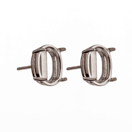 Ear Studs with Oval Mounting in Sterling Silver 9x11mm
