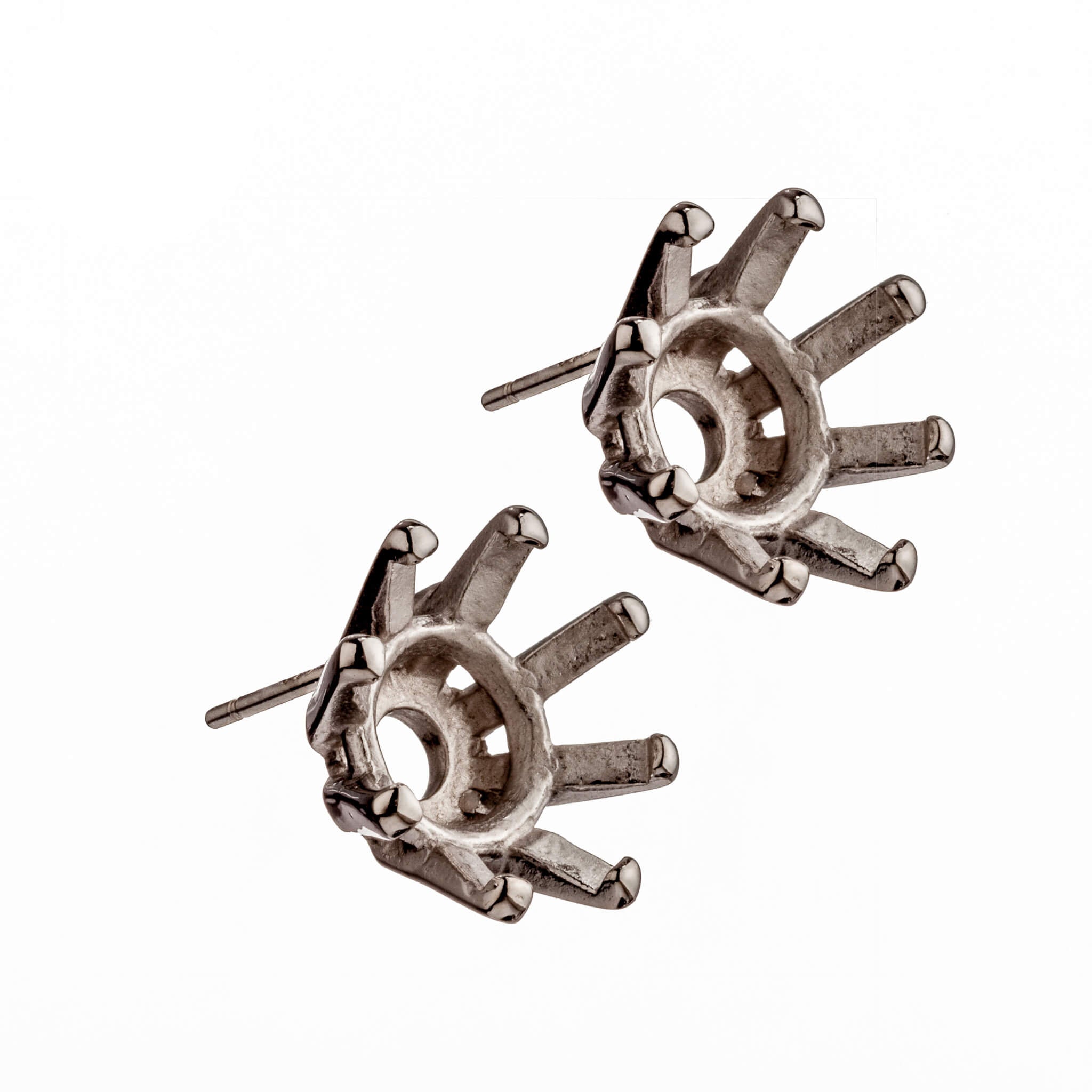 Ear Studs with Round Mounting in Sterling Silver 11mm