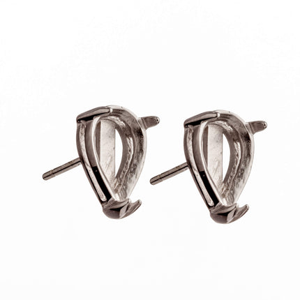 Ear Studs with Pear Shape Mounting in Sterling Silver 7x10mm