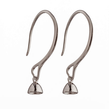 Ear Wires with Inner Loop and Cup and Peg Mounting in Sterling Silver 5mm