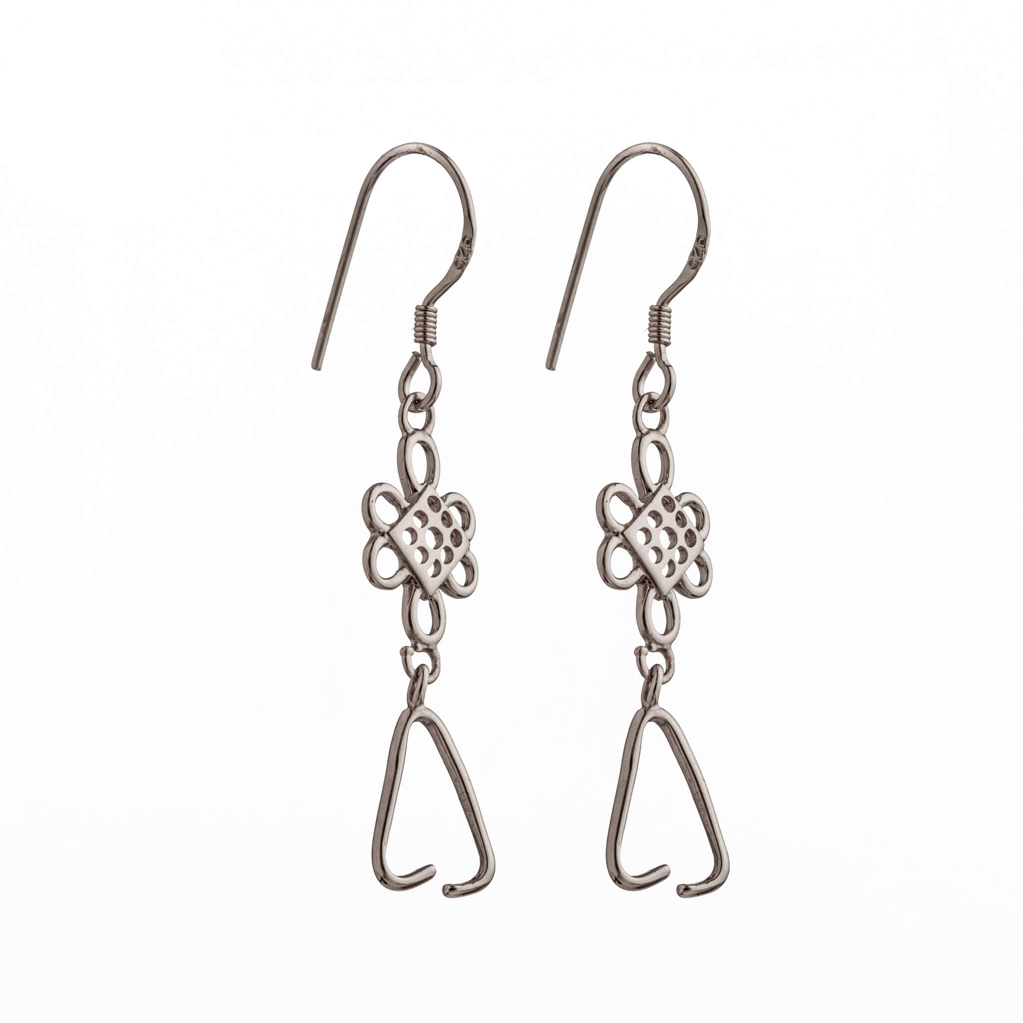 Ear Wires with Earring Component and Pinch Bail in Sterling Silver