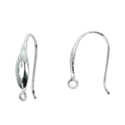 Ear Wires with Long Oval and Loop in Sterling Silver 17x3x10mm
