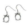 Ear Wires with Oval Basket Setting in Sterling Silver 9x11mm